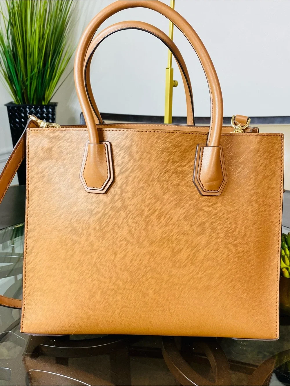 MICHAEL KORS MERCER Large Leather Convertible Tote Acorn Satchel Crossbody